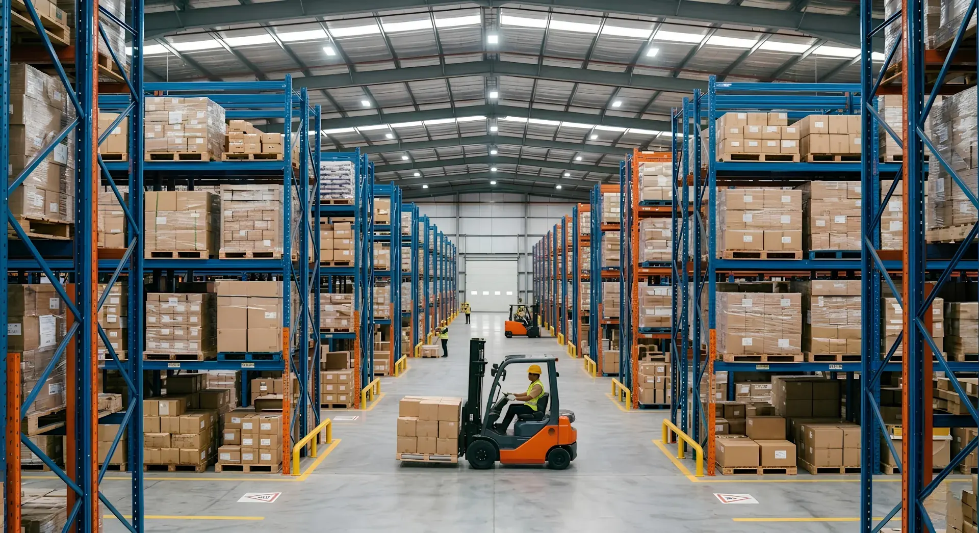 Sistem pallet racking di area gudang industrial